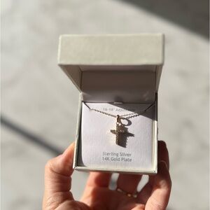 14 K Gold Plated Sterling Silver Cross Necklace